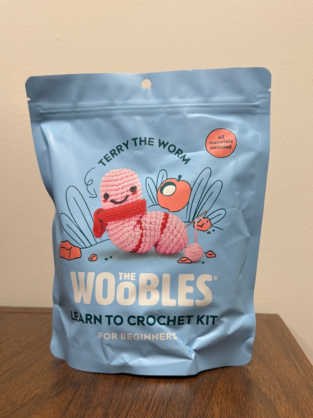 The Woobles Terry the Worm Crochet Kit - Pink
